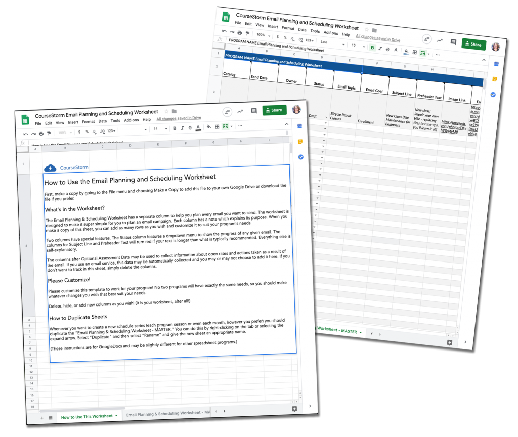 Image of the Email Planning & Scheduling Worksheet 