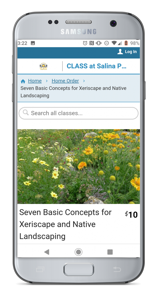 Mobile screenshot of a Salina Public Library CLASS CourseStorm Site 