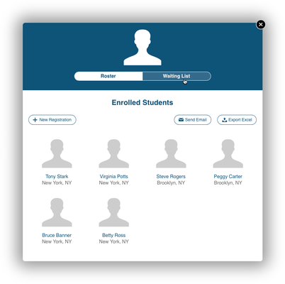 Students on a waiting list in the CourseStorm Software
