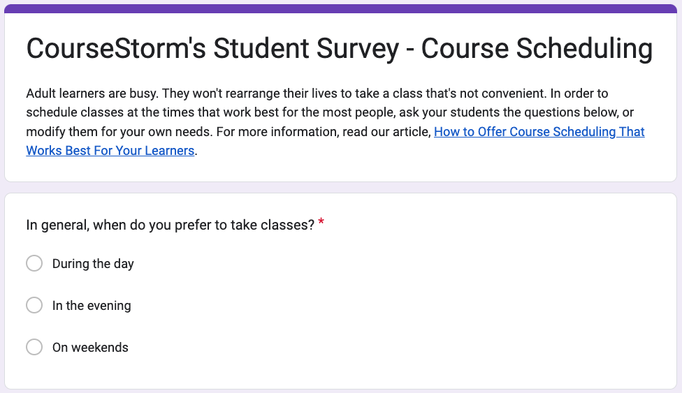 CourseStorm's Student Survey_Course Scheduling