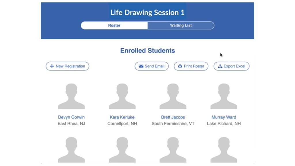 Screenshot of student roster in CourseStorm